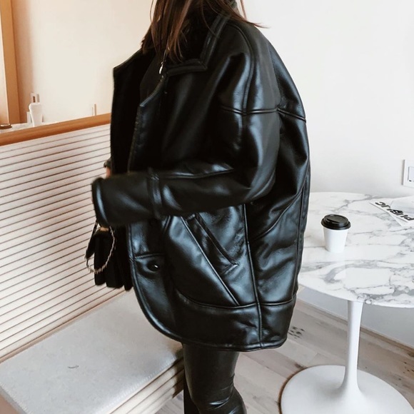 Oversized Leather Bomber Jackets